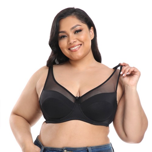 Plus Contrast Mesh Underwire Bra